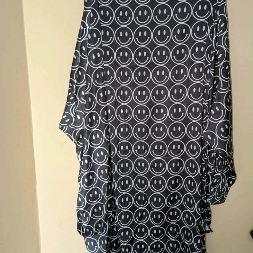 Dressed In Lala Smiley Face Women's Medium M Satin Playsuit Lounge Current Mood - Picture 6 of 9